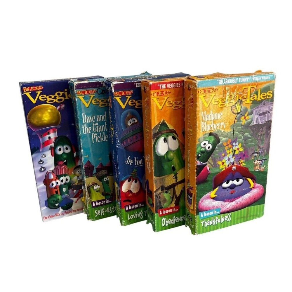 Lot 5 Vintage Veggie Tales VHS Tape Movies Big Idea Christian Kids Shows